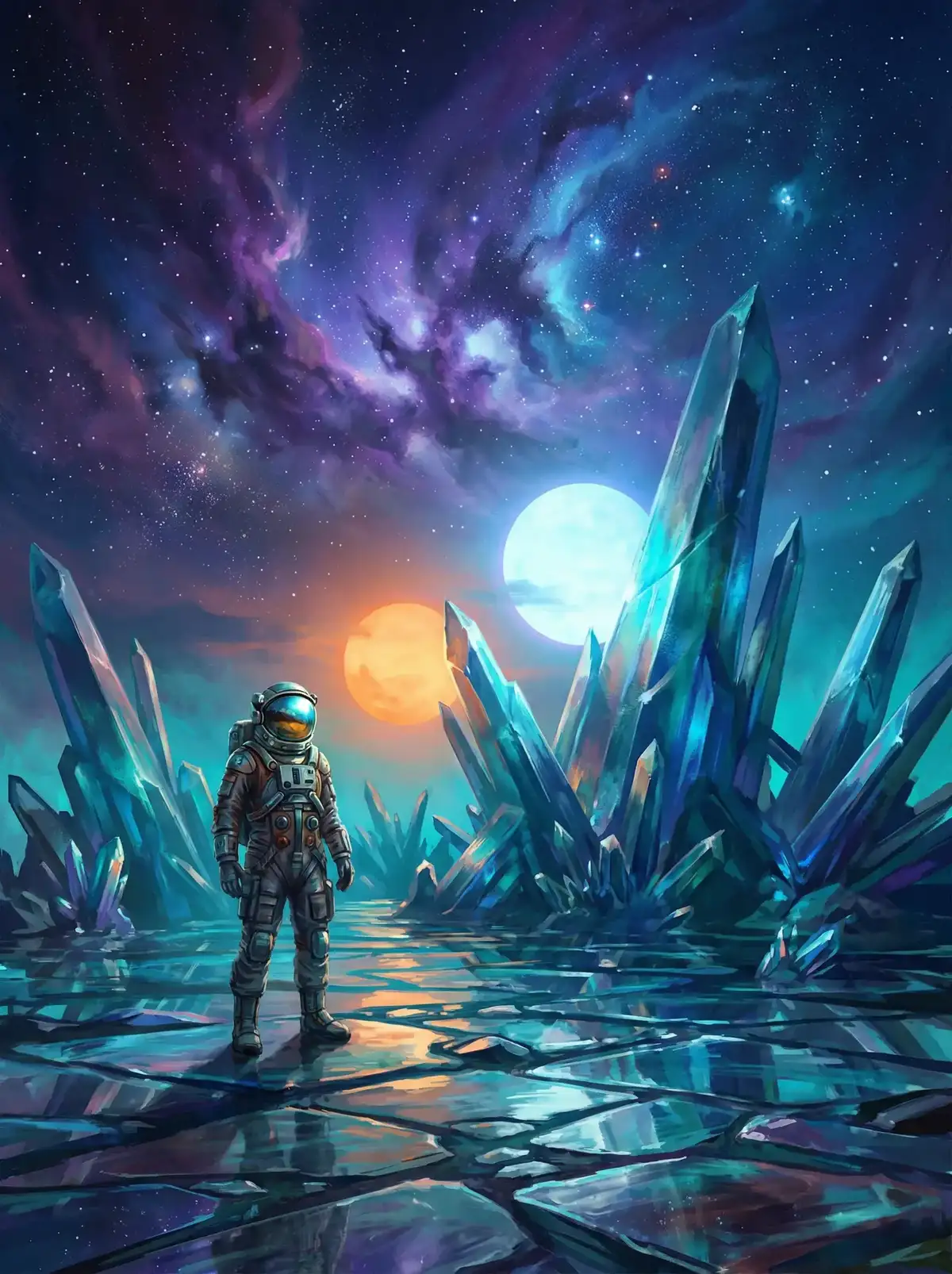 小视频 - 异星探索者在结晶星球表面行走